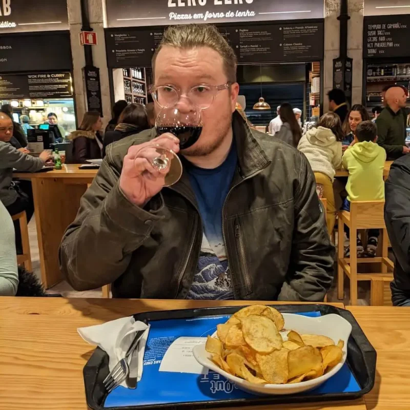 Shane with wine
